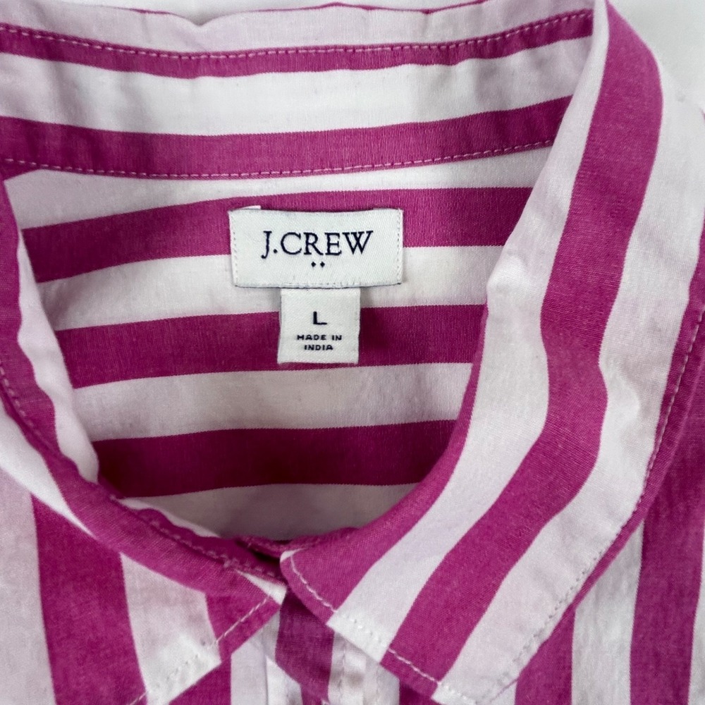 J. Crew Garcon Organic Cotton Striped Poplin Classic Button Down Shirt - size LG - Picture 3 of 10